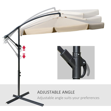 2.7m Cantilever Parasol with Crank Handle and Cross Base - Light Brown