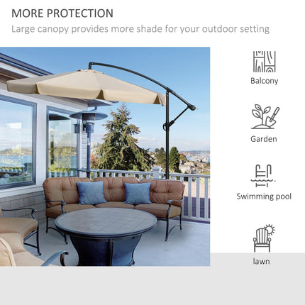 2.7m Cantilever Parasol with Crank Handle and Cross Base - Light Brown