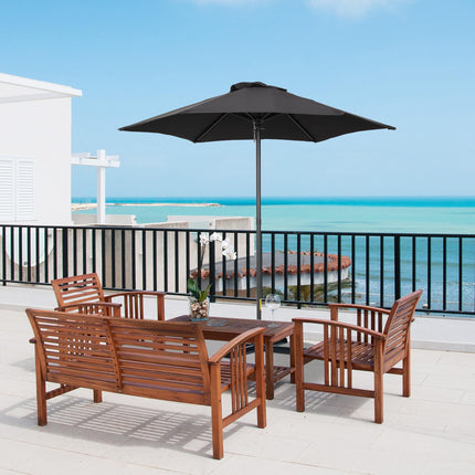 2m Garden Parasol Umbrella, Outdoor Sun Shade with 6 Sturdy Ribs for Balcony, Be