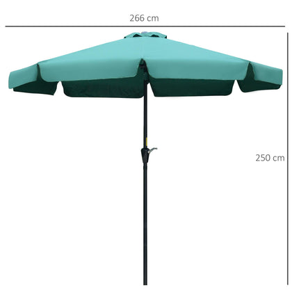 2.66m Garden Parasol with Ruffles and Aluminium Pole - Green