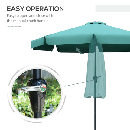 2.66m Garden Parasol with Ruffles and Aluminium Pole - Green