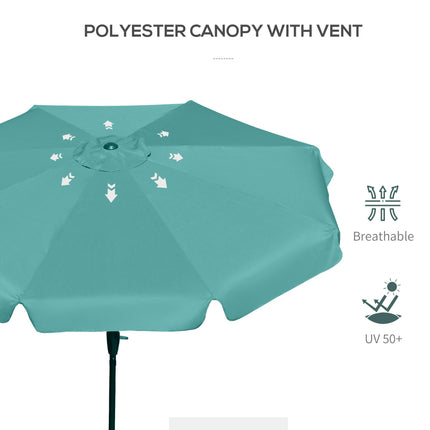 2.66m Garden Parasol with Ruffles and Aluminium Pole - Green