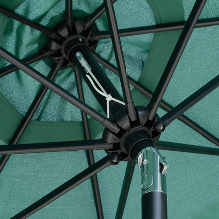 2.66m Garden Parasol with Ruffles and Aluminium Pole - Green