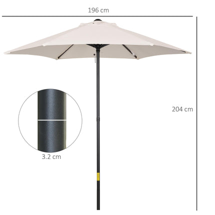 2m Garden Parasol Umbrella, Outdoor Sun Shade with 6 Sturdy Ribs for Balcony, Be 2