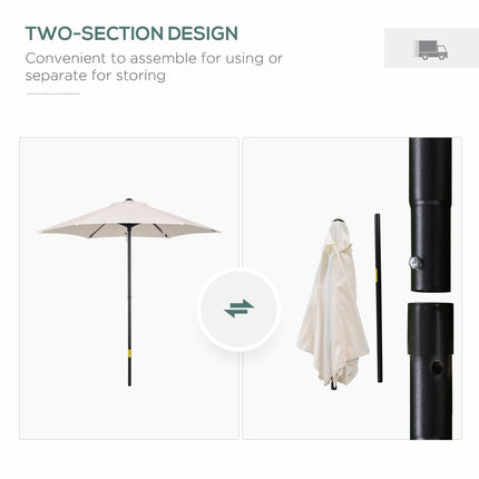 2m Garden Parasol Umbrella, Outdoor Sun Shade with 6 Sturdy Ribs for Balcony, Be 2