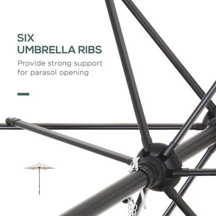 2m Garden Parasol Umbrella, Outdoor Sun Shade with 6 Sturdy Ribs for Balcony, Be 2