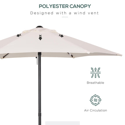 2m Garden Parasol Umbrella, Outdoor Sun Shade with 6 Sturdy Ribs for Balcony, Be 2