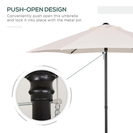 2m Garden Parasol Umbrella, Outdoor Sun Shade with 6 Sturdy Ribs for Balcony, Be 2