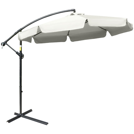 2.7m Offset Banana Cantilever Parasol with Crank Handle - Cream White