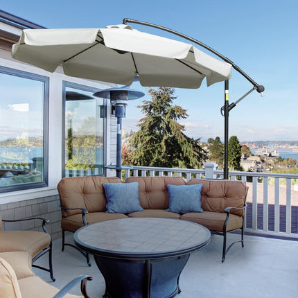 2.7m Offset Banana Cantilever Parasol with Crank Handle - Cream White