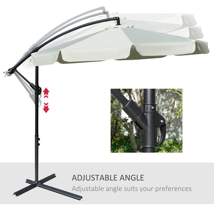 2.7m Offset Banana Cantilever Parasol with Crank Handle - Cream White