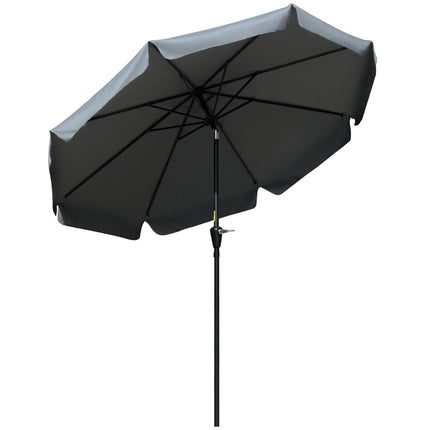 2.66m Patio Umbrella with Crank Handle and Ruffles - Charcoal Grey