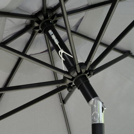 2.66m Patio Umbrella with Crank Handle and Ruffles - Charcoal Grey