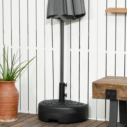 Fillable Half Parasol Umbrella Base with Metal Pole for 3.8-4.8 cm Poles - Black