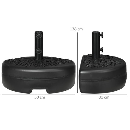 Fillable Half Parasol Umbrella Base with Metal Pole for 3.8-4.8 cm Poles - Black