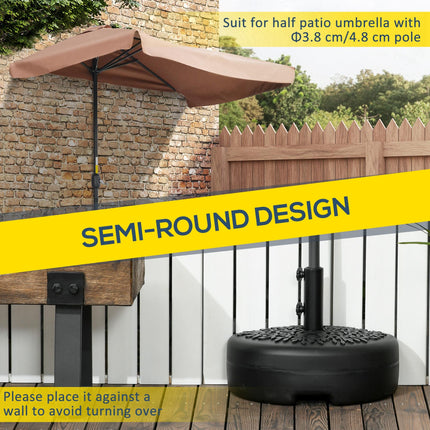 Fillable Half Parasol Umbrella Base with Metal Pole for 3.8-4.8 cm Poles - Black