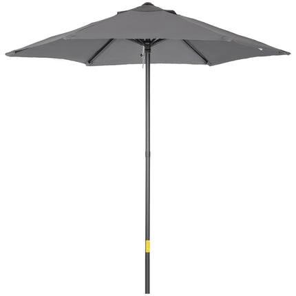 2 Metre Outdoor Patio Parasol with Push-Open Mechanism - Dark Grey