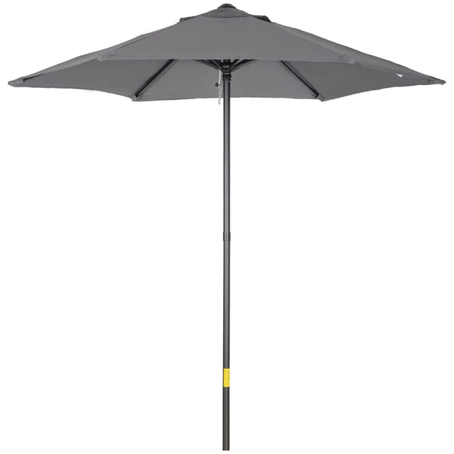2 Metre Outdoor Patio Parasol with Push-Open Mechanism - Dark Grey