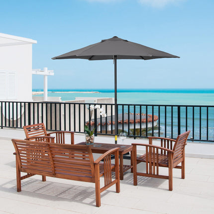 2 Metre Outdoor Patio Parasol with Push-Open Mechanism - Dark Grey