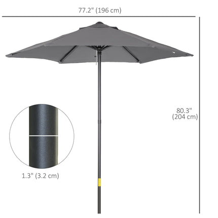 2 Metre Outdoor Patio Parasol with Push-Open Mechanism - Dark Grey