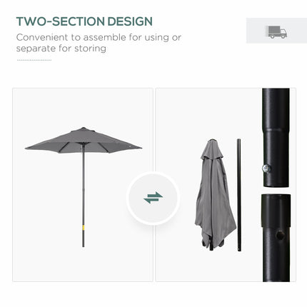 2 Metre Outdoor Patio Parasol with Push-Open Mechanism - Dark Grey