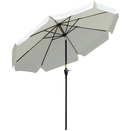 2.66m Patio Umbrella with Crank Handle and Ruffles - Cream White