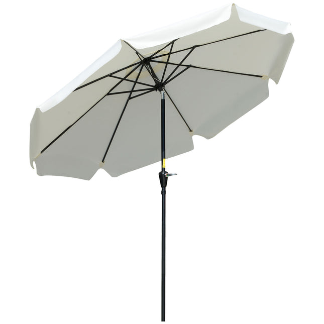 2.66m Patio Umbrella with Crank Handle and Ruffles - Cream White
