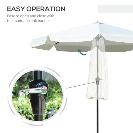 2.66m Patio Umbrella with Crank Handle and Ruffles - Cream White