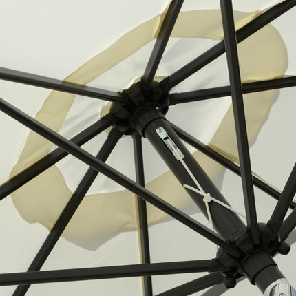 2.66m Patio Umbrella with Crank Handle and Ruffles - Cream White