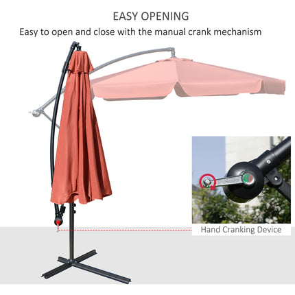 2.7m Cantilever Garden Banana Parasol with Crank Handle - Wine Red