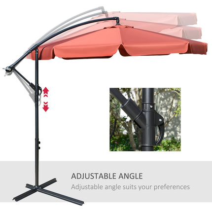 2.7m Cantilever Garden Banana Parasol with Crank Handle - Wine Red