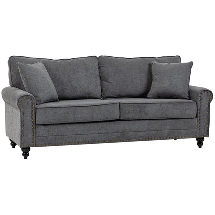 2 Seater Fabric Sofa with Nailhead Trim and Cushions Loveseat - Grey