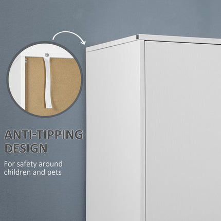 2 Door Wardrobe with Drawers and Hanging Rod for Bedroom Clothes Storage - White