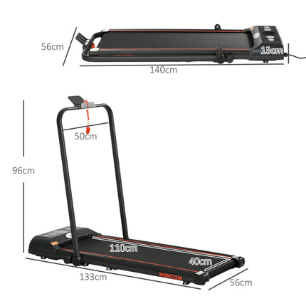 Compact Folding Walking Treadmill with LED Display and Bluetooth Connectivity - Black