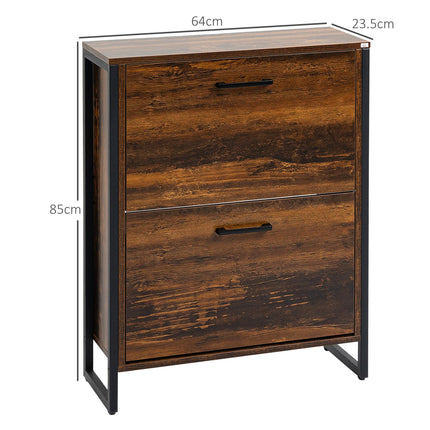12-Shoe Two-Door Storage Cabinet with Flat Top - Wood-Effect