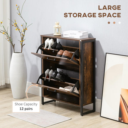 12-Shoe Two-Door Storage Cabinet with Flat Top - Wood-Effect