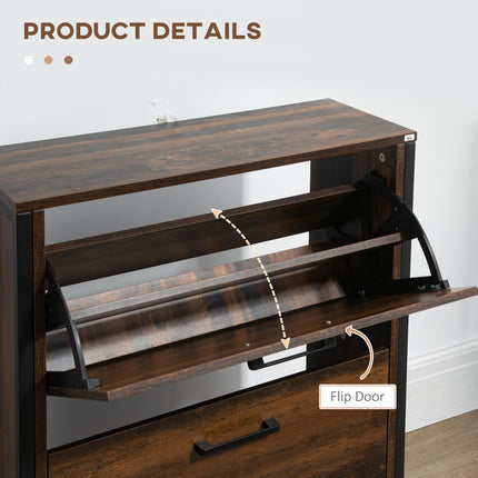12-Shoe Two-Door Storage Cabinet with Flat Top - Wood-Effect