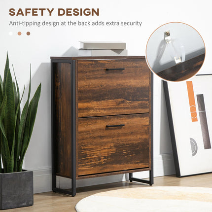 12-Shoe Two-Door Storage Cabinet with Flat Top - Wood-Effect