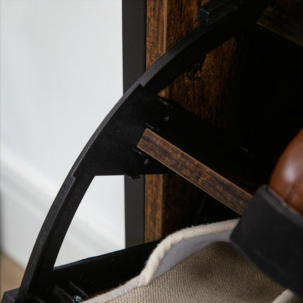 12-Shoe Two-Door Storage Cabinet with Flat Top - Wood-Effect
