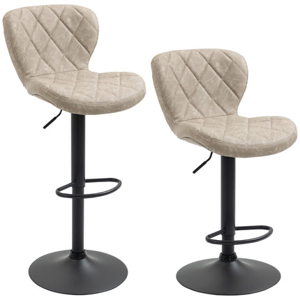 Adjustable Height Swivel Bar Stools Set of 2 with Backrest - Light Grey