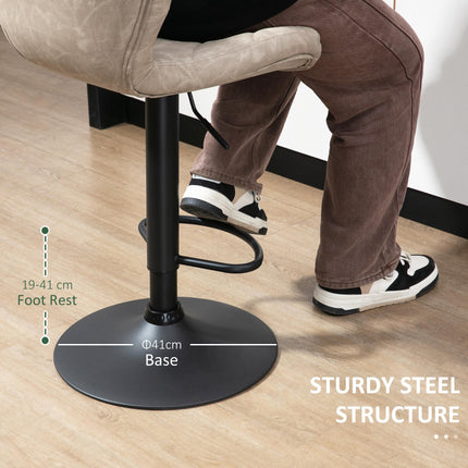 Adjustable Height Swivel Bar Stools Set of 2 with Backrest - Light Grey