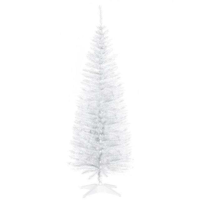 5T Artificial Pine Slim Tall Pencil Christmas Tree with Stand - White