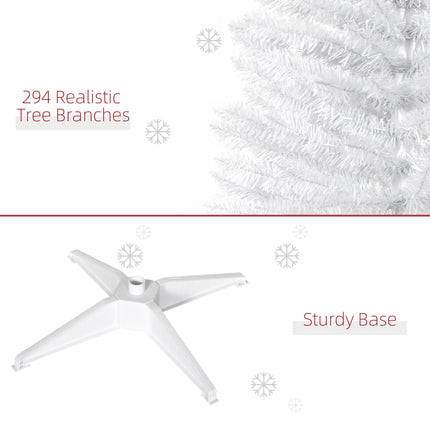 5T Artificial Pine Slim Tall Pencil Christmas Tree with Stand - White