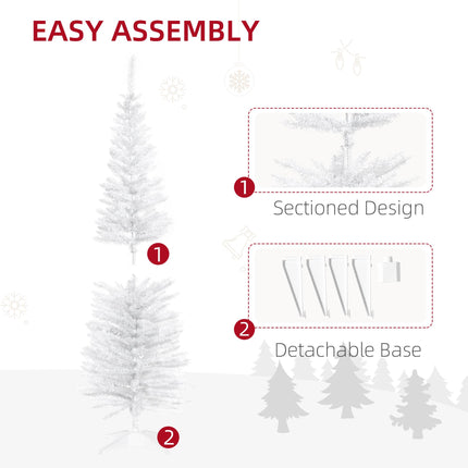 5T Artificial Pine Slim Tall Pencil Christmas Tree with Stand - White