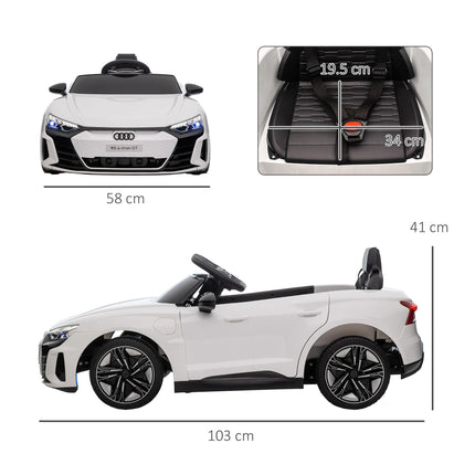 Audi Licensed Kids 12V Electric Ride On Car with Remote Control, Suspension, Lights & Music - White