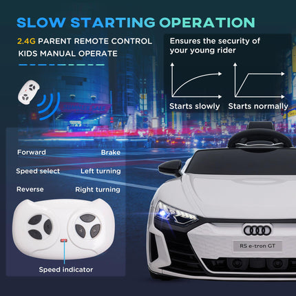 Audi Licensed Kids 12V Electric Ride On Car with Remote Control, Suspension, Lights & Music - White