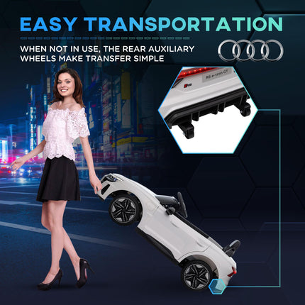 Audi Licensed Kids 12V Electric Ride On Car with Remote Control, Suspension, Lights & Music - White