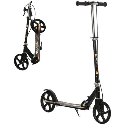 Foldable Kids Kick Scooter with Adjustable Height & Brake for Ages 7-14 - Black