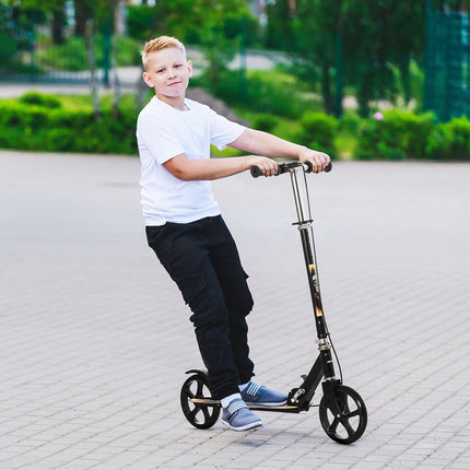 Foldable Kids Kick Scooter with Adjustable Height & Brake for Ages 7-14 - Black