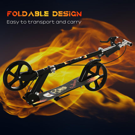 Foldable Kids Kick Scooter with Adjustable Height & Brake for Ages 7-14 - Black